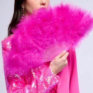 PINK PARTY FEATHER FAN - O/S